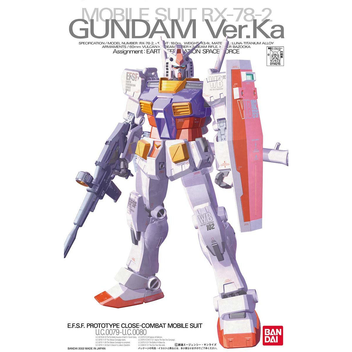 BANDAI MG 1/100 RX-78-2 GUNDAM VER. KA