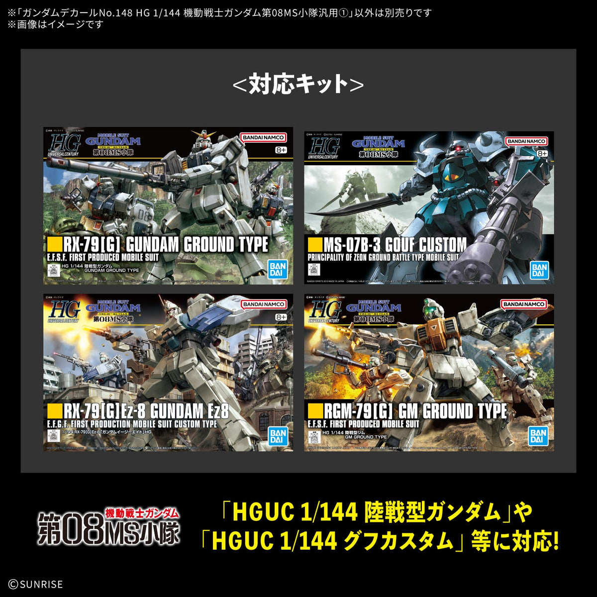 BANDAI GUNDAM DECAL 148 MOBILE SUIT GUNDAM: THE 08TH MS TEAM MULTIUSE 1